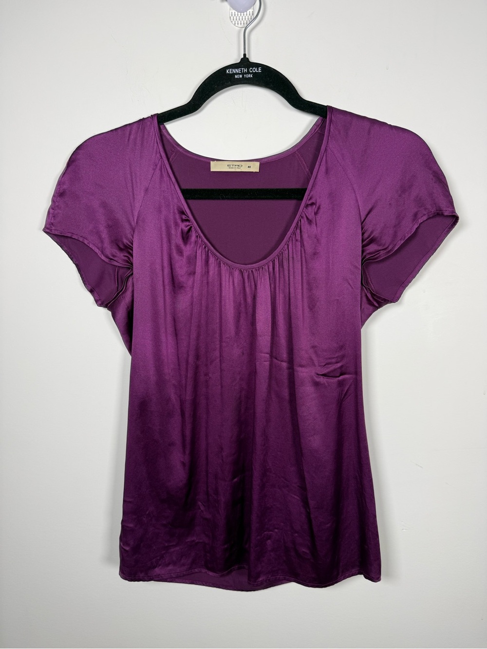 ETRO | Purple Silk Cap Sleeve Blouse Size 40 AS IS